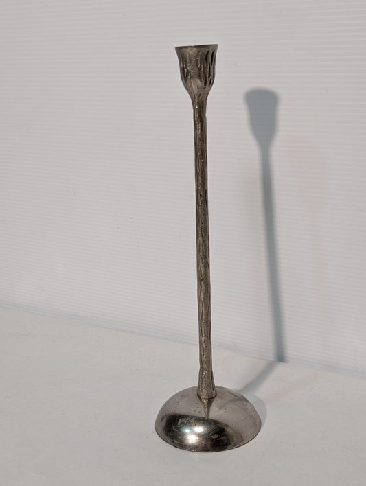 Vintage Silver Tree Bark Textured Candlestick Candle Holder 12.5" Tall