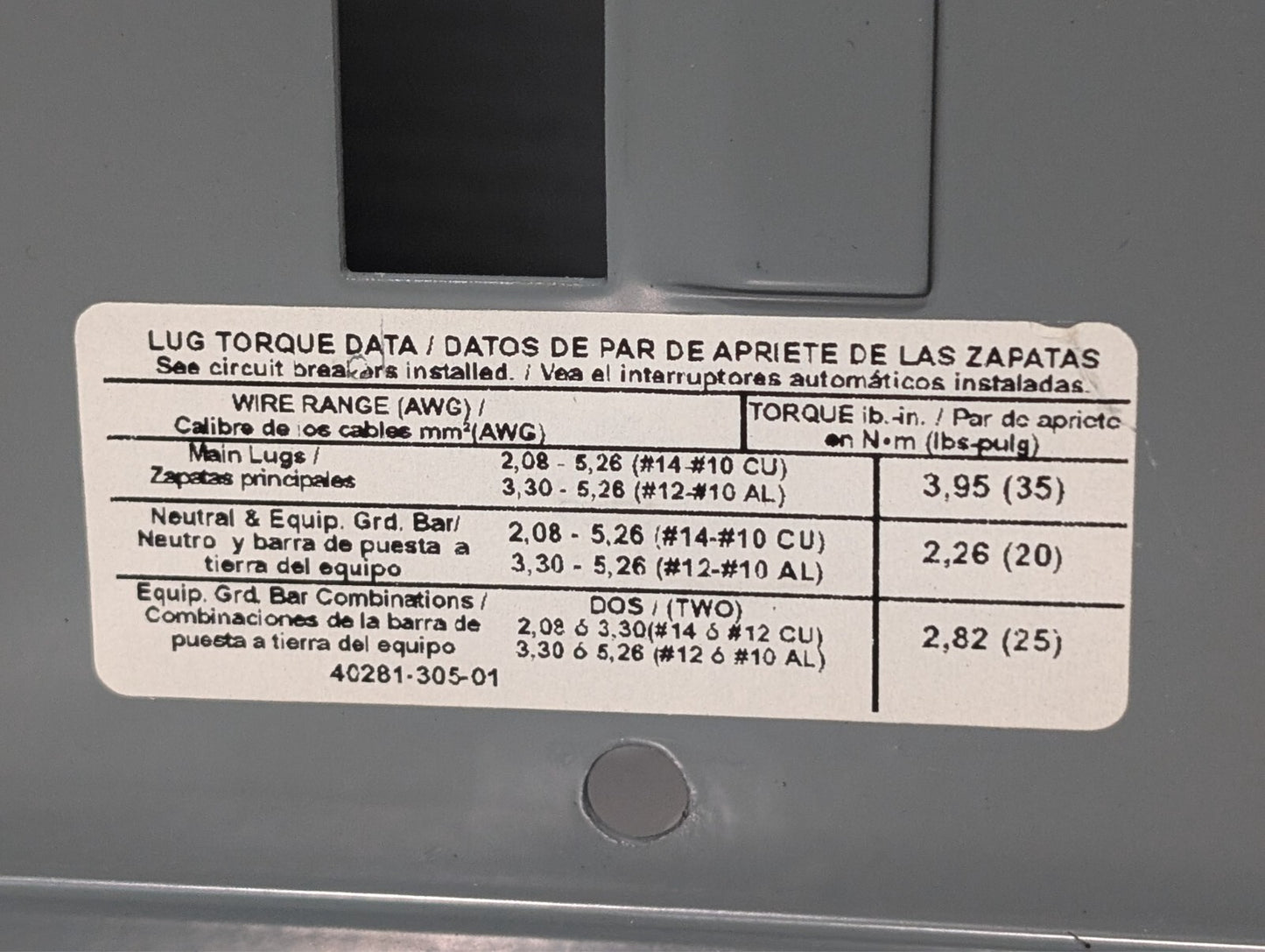 Square D QO2L30S G01 Series Circuit Breaker Load Center G1 Type 1