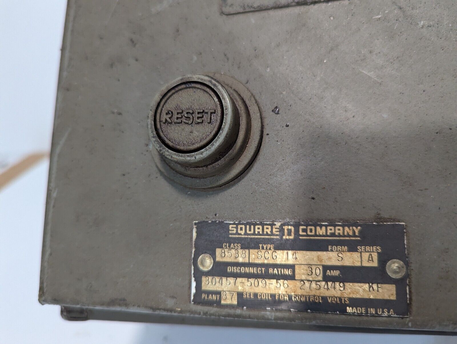 Square D 8538SCG14S combination motor starter, NEMA size 1, 30A - Free Shipping