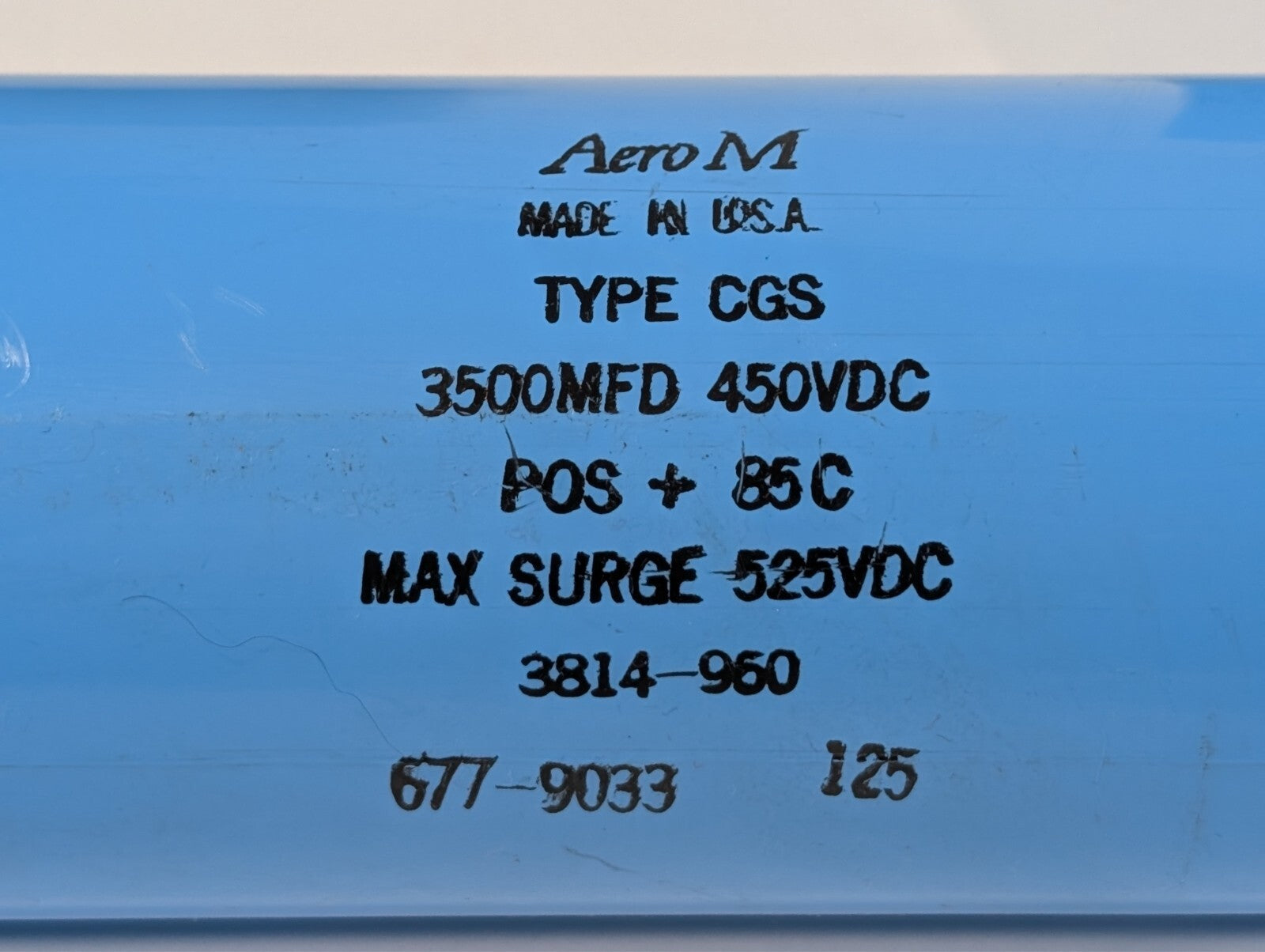 Aero M Capacitor CGS 3814-960 3814960 3500Mfd 450Vdc