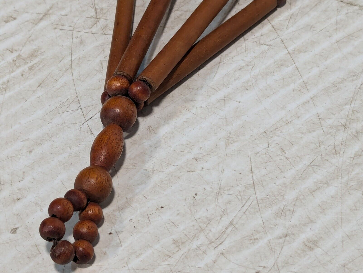 Vintage Natural Wood Beaded Plant Hanger, 36in - Free Shipping