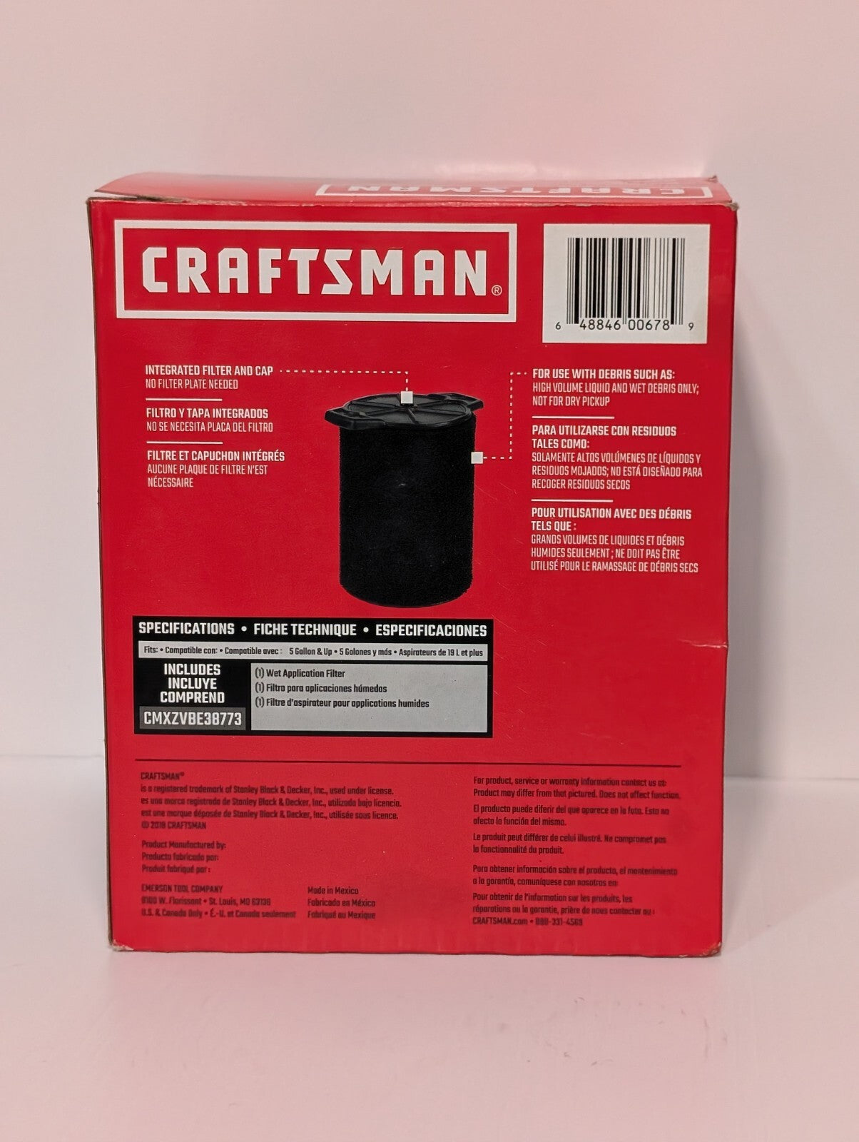 [1] CMXZVBE38773 Wet Application Filter for CRAFTSMAN 5 to 20 Gallon Vacuums