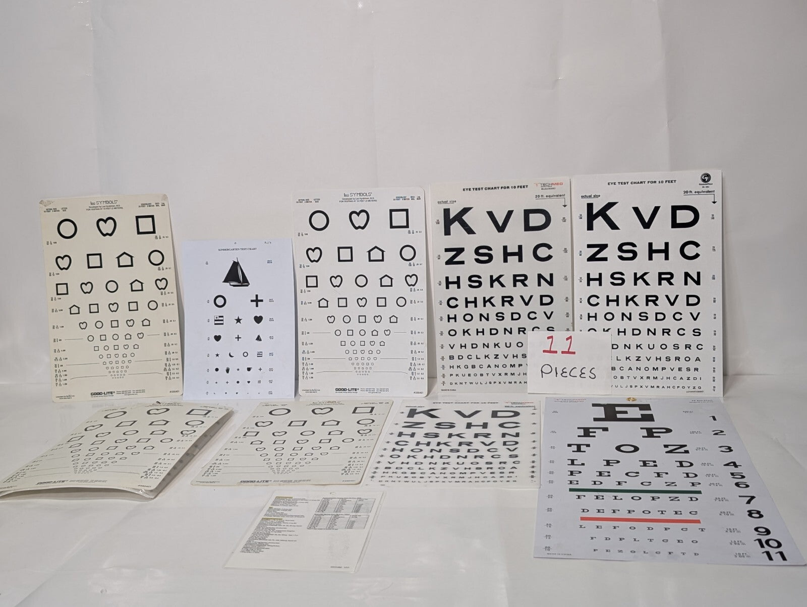 [10] Eye Test Vision Poster Chart Assorted Standard Letters Shapes Symbols Child