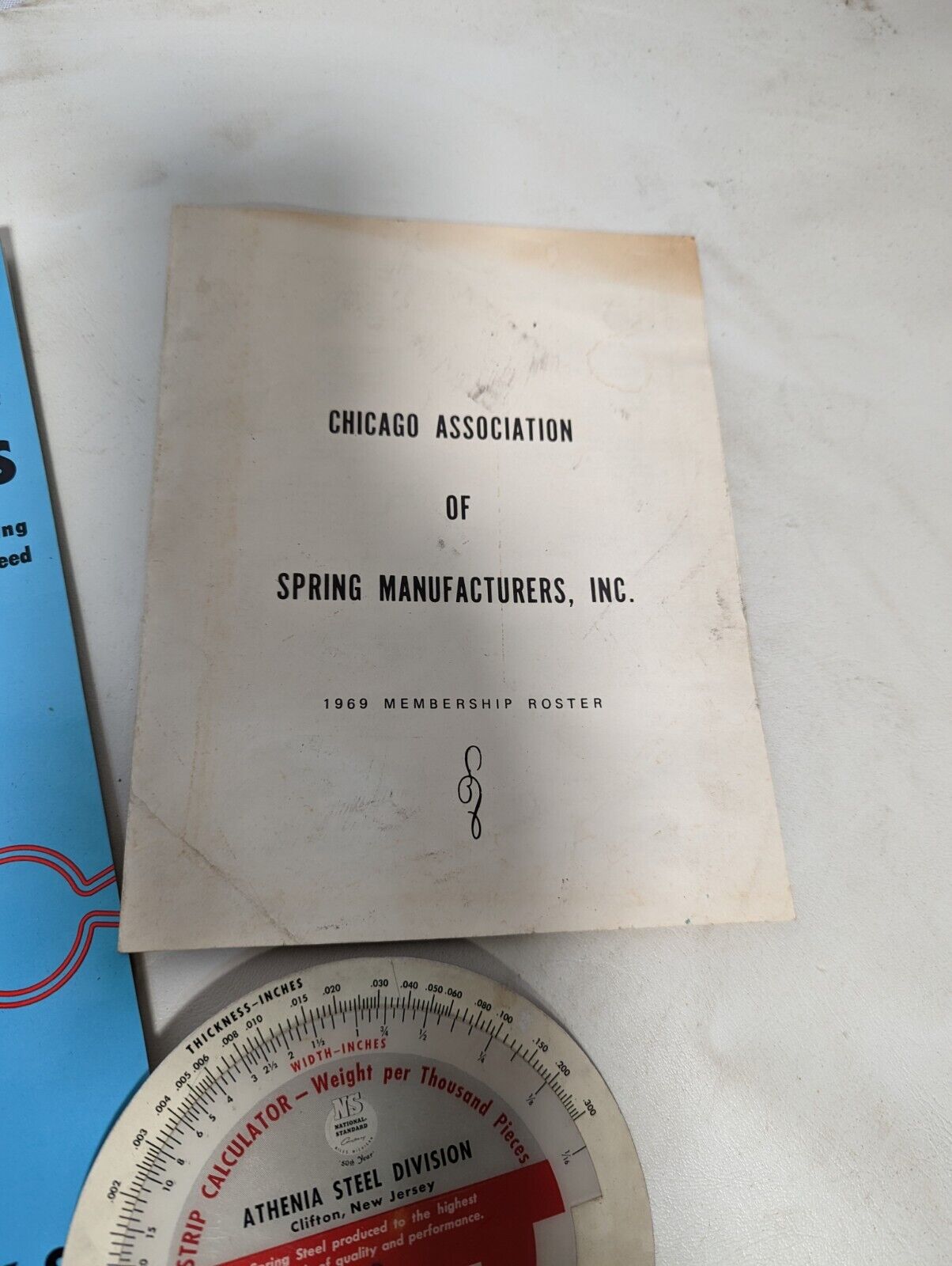 Vintage Chicago-area spring manufacturer paper goods: coil spring calculators...