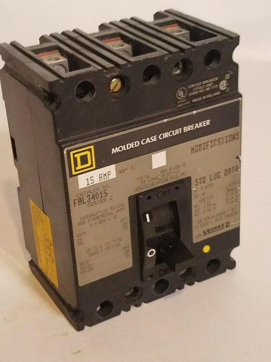 Square D FAL34015 Series 2 Circuit Breaker 3 Pole 15A 480VAC 250VDC