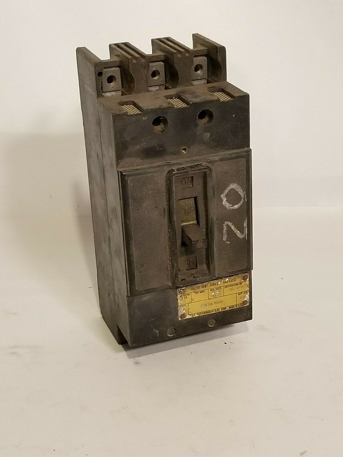 Westinghouse NP28313-F AB circuit breaker, 20 amps, 3-pole, 600 VAC 250 VDC