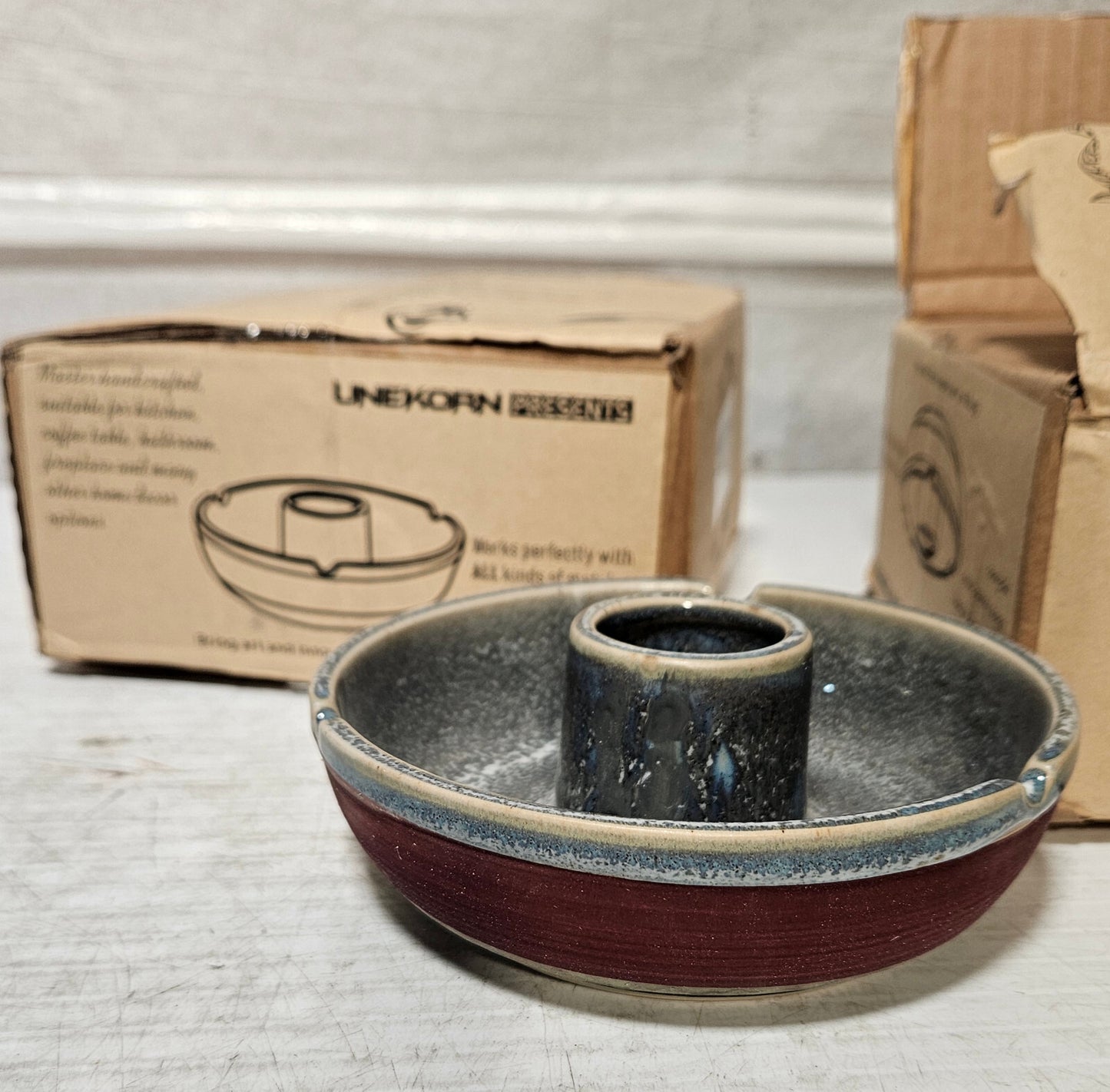 Unekorn Ceramic Match Striker Ashtray, Match Holder, Brutalism, Organic, Glazed