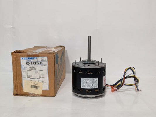 A.O. Smith D1056 Indoor Blower Motor 1/2HP 1075RPM 3 Speed Reversible 208-230V