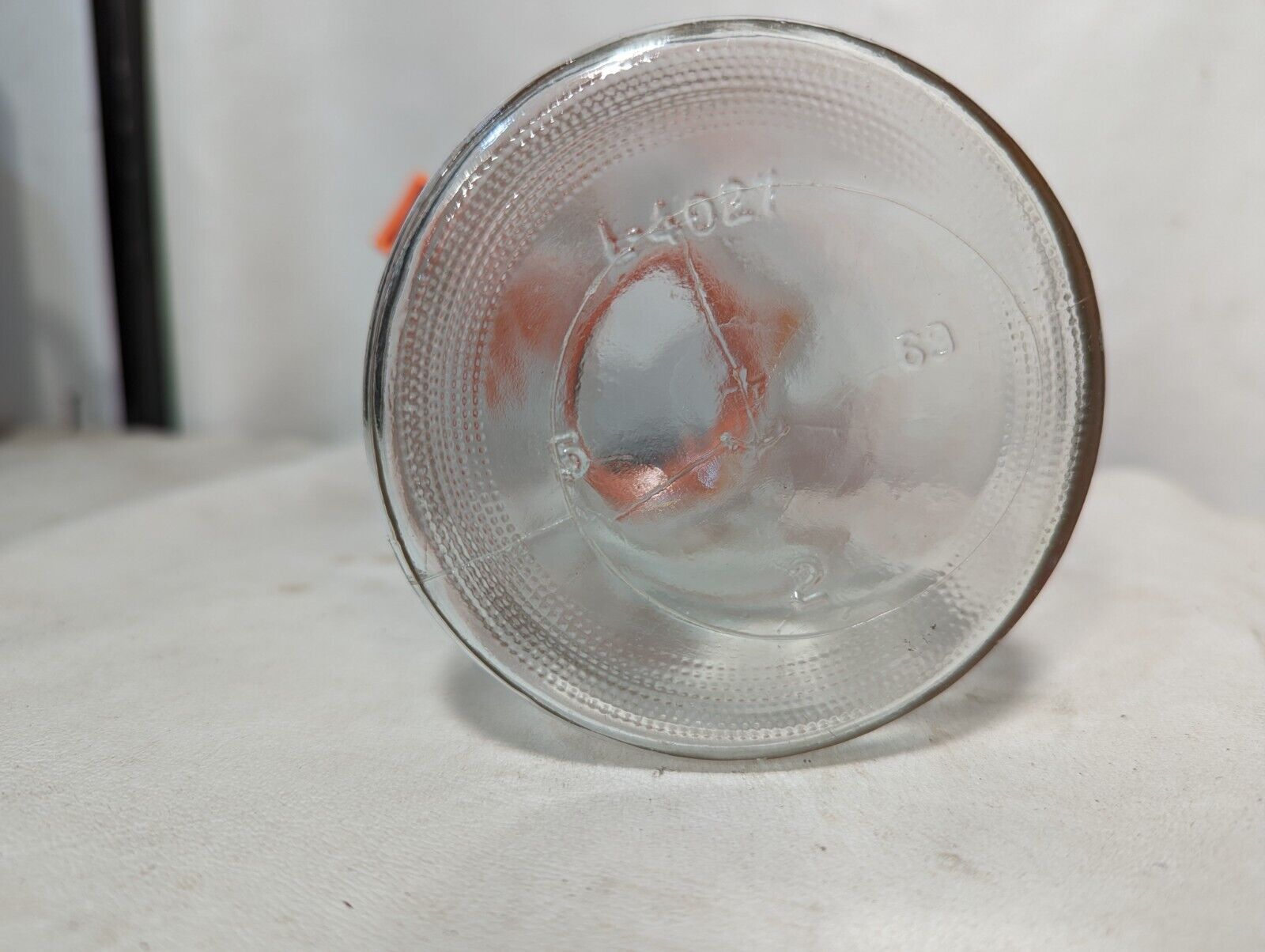 Vintage orange and clear glass pitcher, small