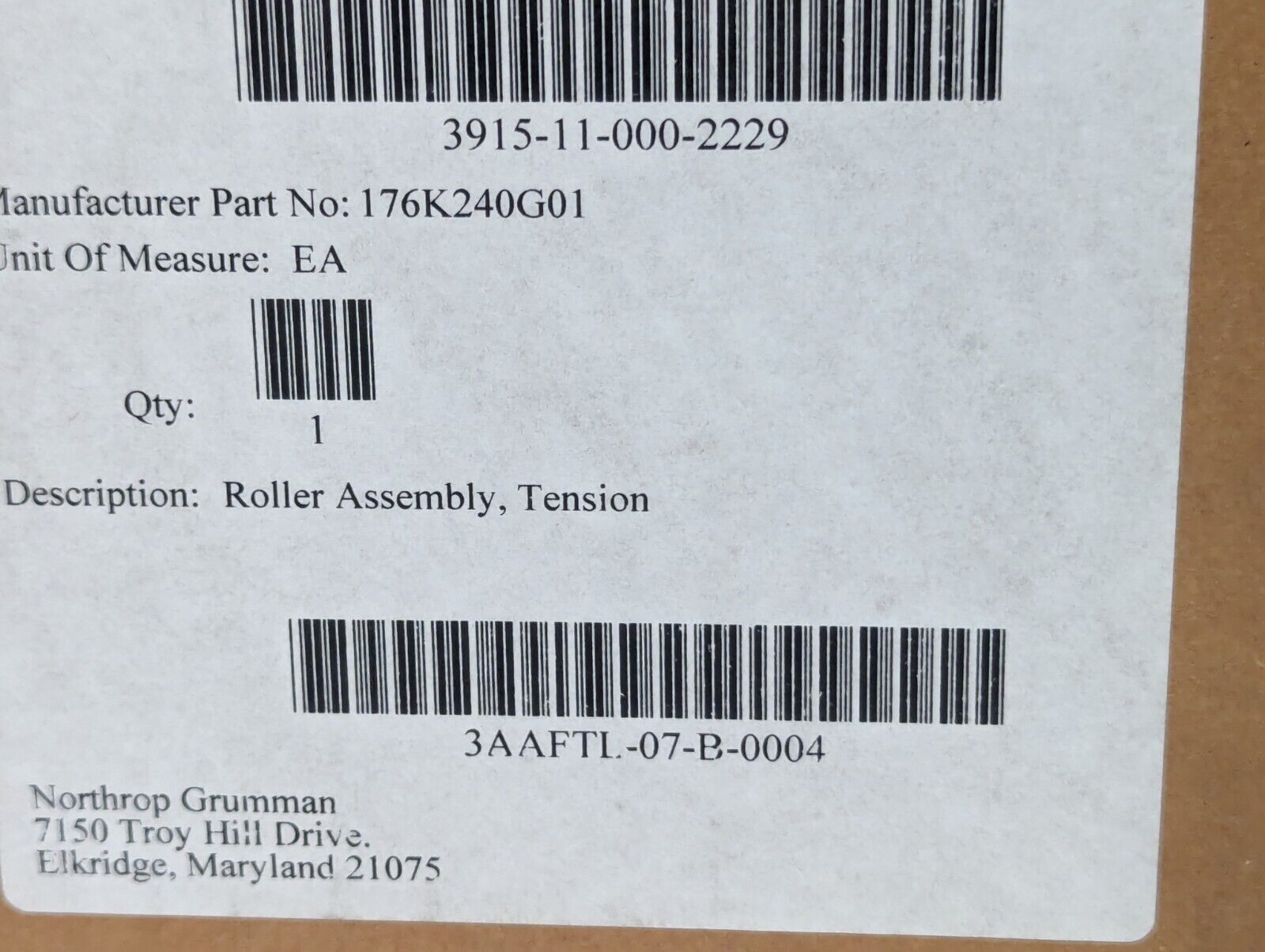 Tension Roller w/Fafnir 306PP Bearing 3915-11-000-2229 176K240G01-Free Shipping