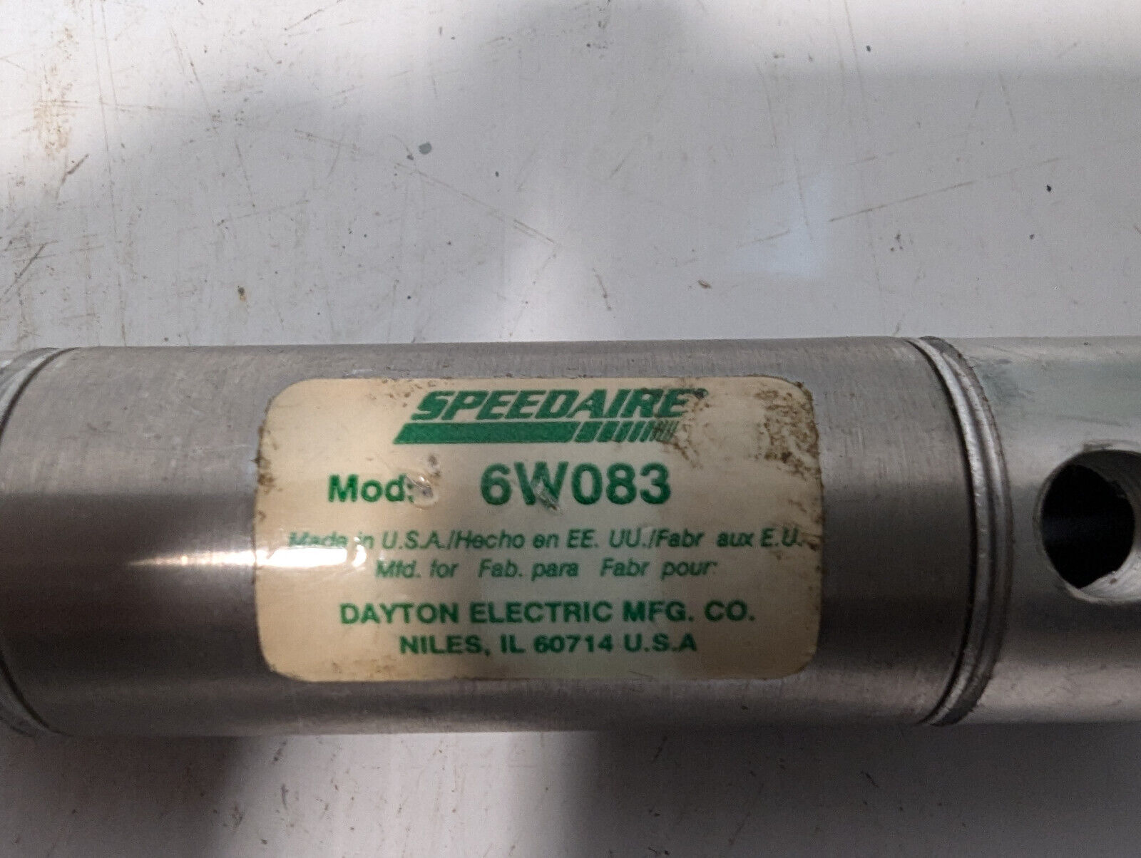 Speedaire 6W083 Air Cylinder -Dayton Electric- Made in USA- Free Shipping