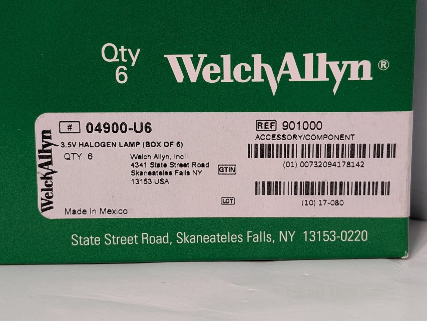 6-Pack Welch Allyn 04900-U6 3.5V Ophthalmoscope Halogen Lamp Bulbs Part 901000