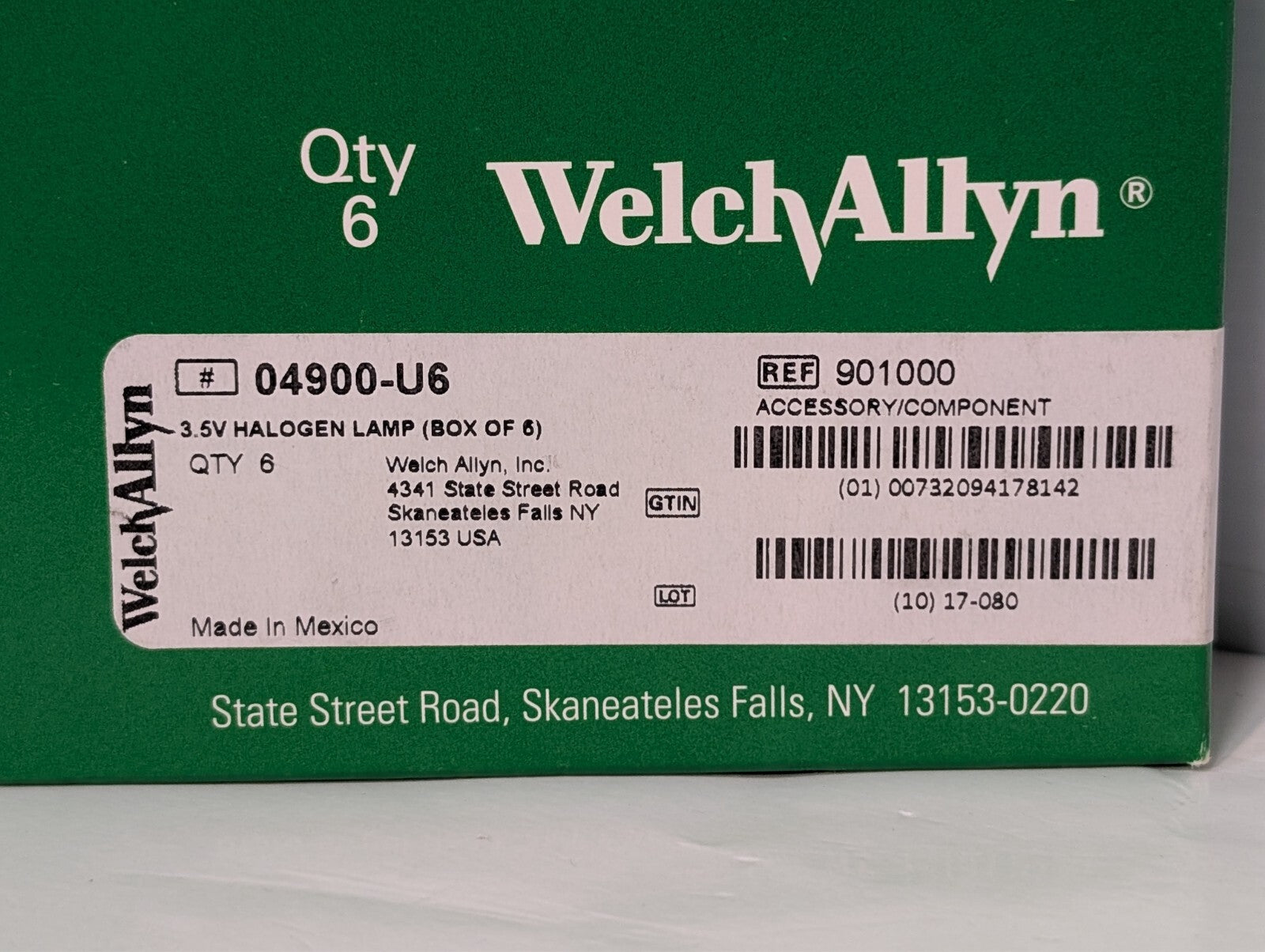 6-Pack Welch Allyn 04900-U6 3.5V Ophthalmoscope Halogen Lamp Bulbs Part 901000