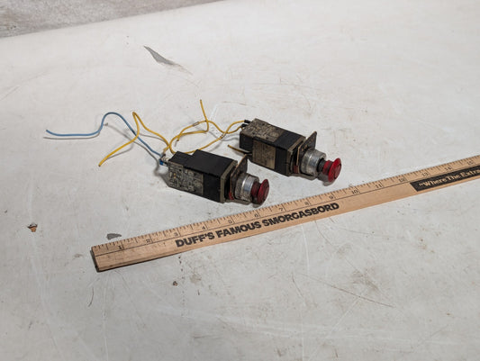(2) Allen Bradley 800MR-FX Small Push/Pull Unit 800MRFX E-Stop/Red Cap + 800M-XA