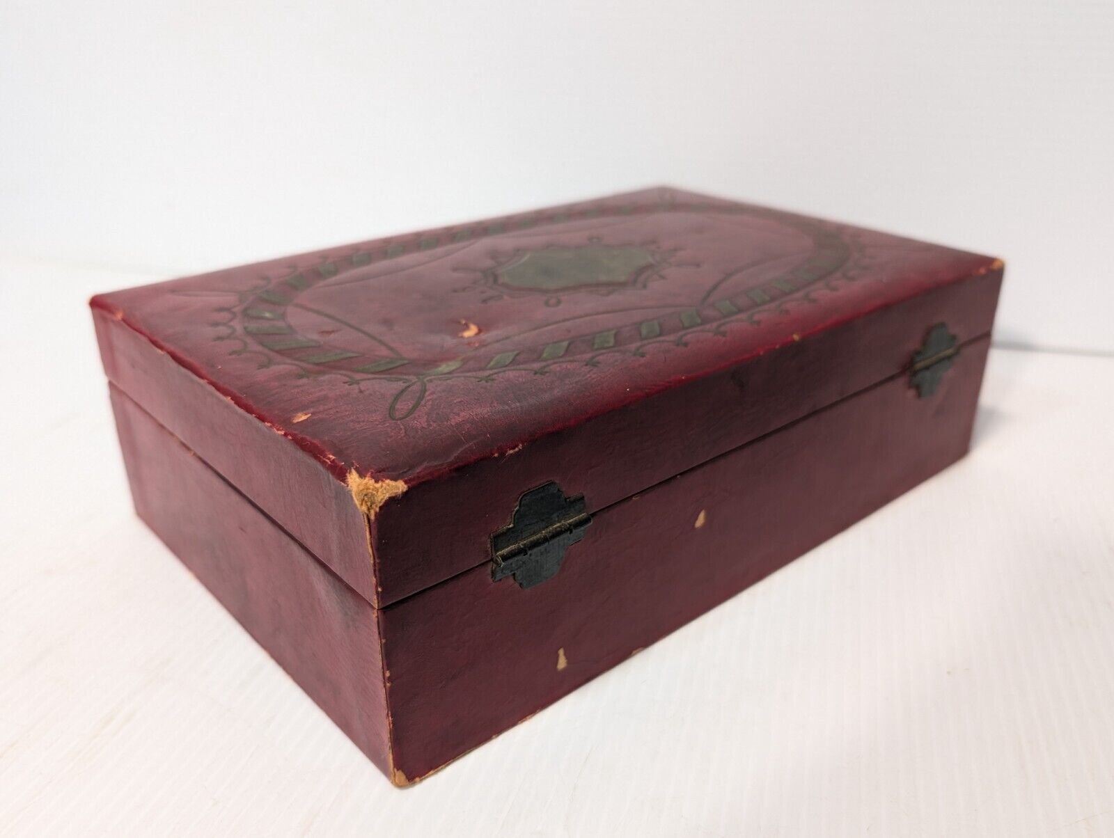 Vintage Jewelry Storage Deep Red, Jewelry Box w/ Vanity Mirror - Free Shipping