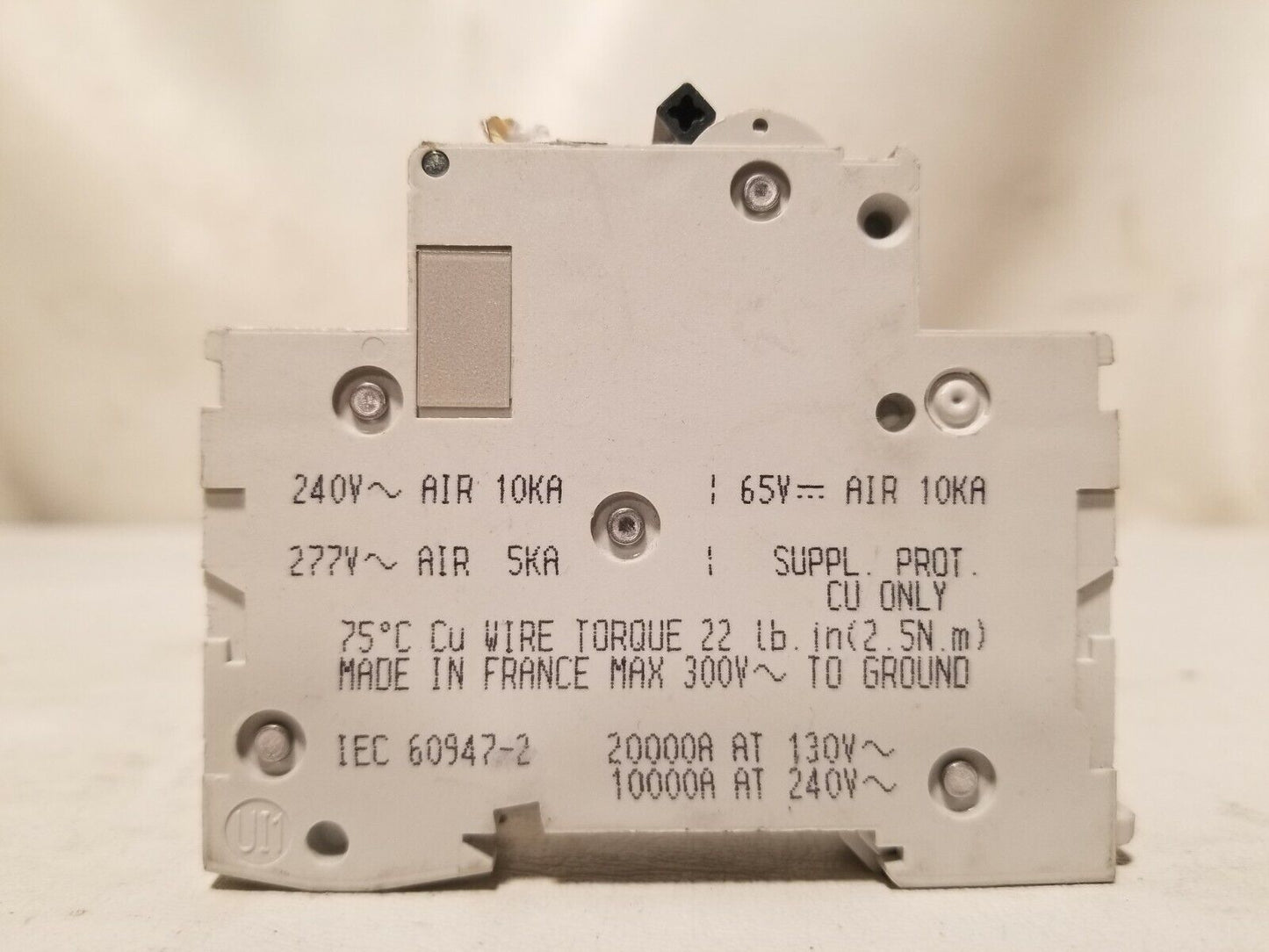 Merlin Gerin C10A cat no. 24432, Multi 9, C60, 10A, 1 pole, 277VAC, 65VDC