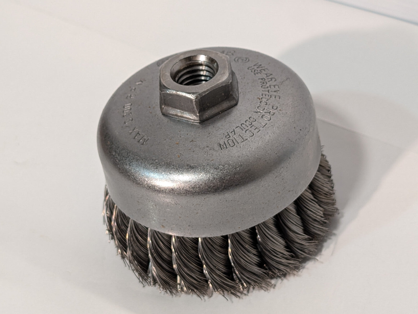 Weiler 12306 Single Row Wire Cup Brush, 4", .014 Wire, 5/8"-11 Nut, 10,200 RPM