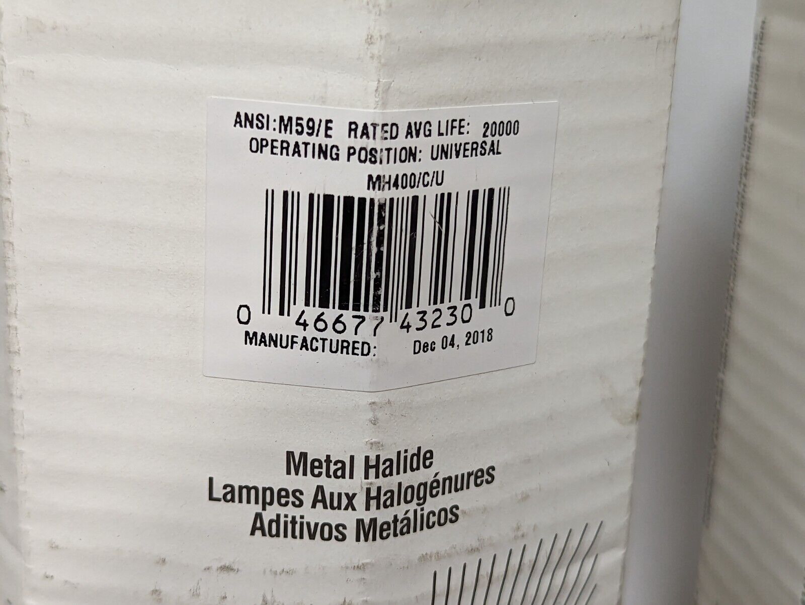 Lot of 2 Phillips MH400/C/U metal halide bulbs, 400W