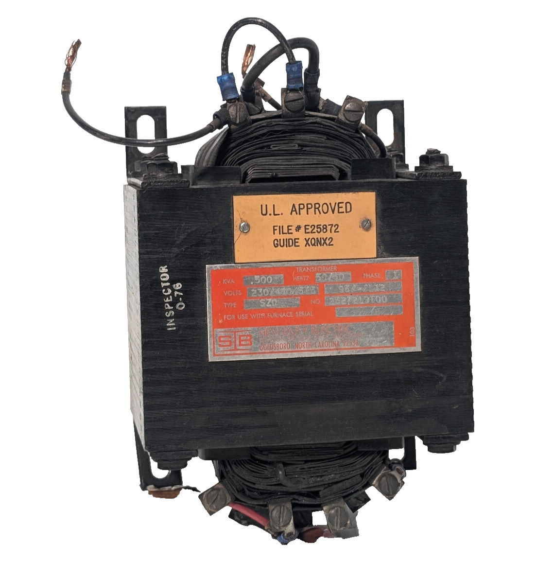 Sola Basic Ind. Hevi-Duty Electric Type SZ0 Transformer, .500KVA, 1PH, 50/60Hz