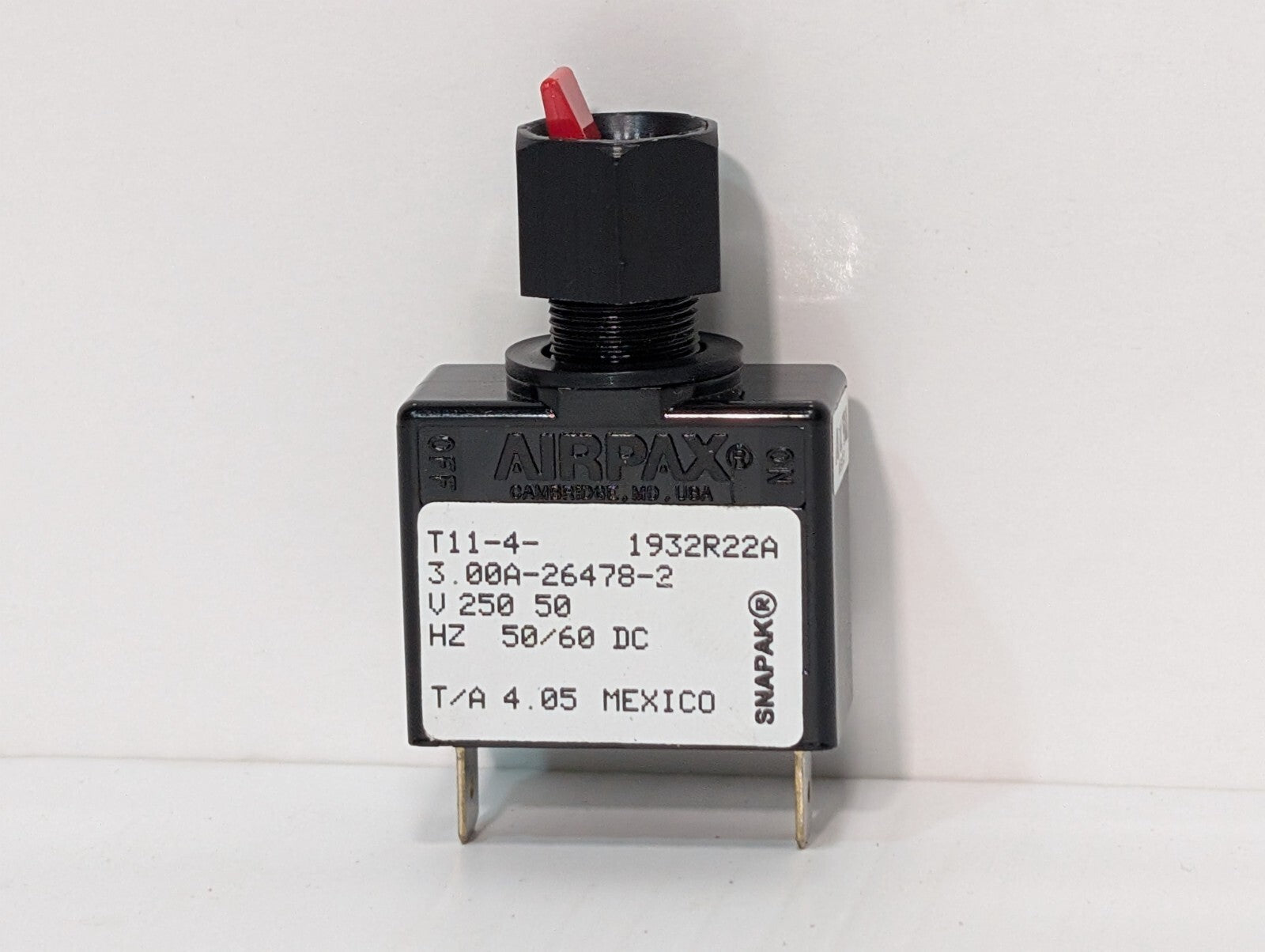 AIRPAX T11-4-3.00A-26478-2 Magnetic (Hydraulic Delay) Circuit Breaker, 3A, 1KA