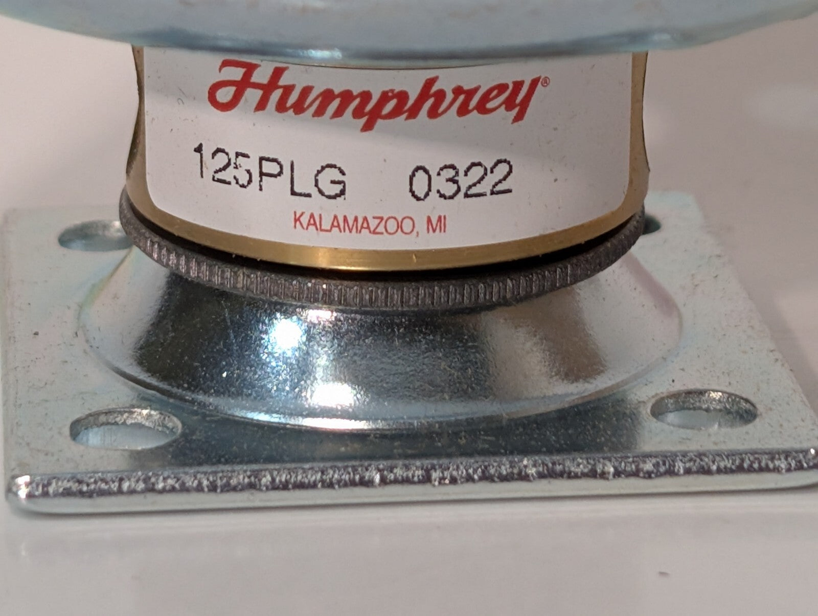 (1) Humphrey 125PLG Diaphragm Poppet Manual Valve, Pneumatic, New Old Stock
