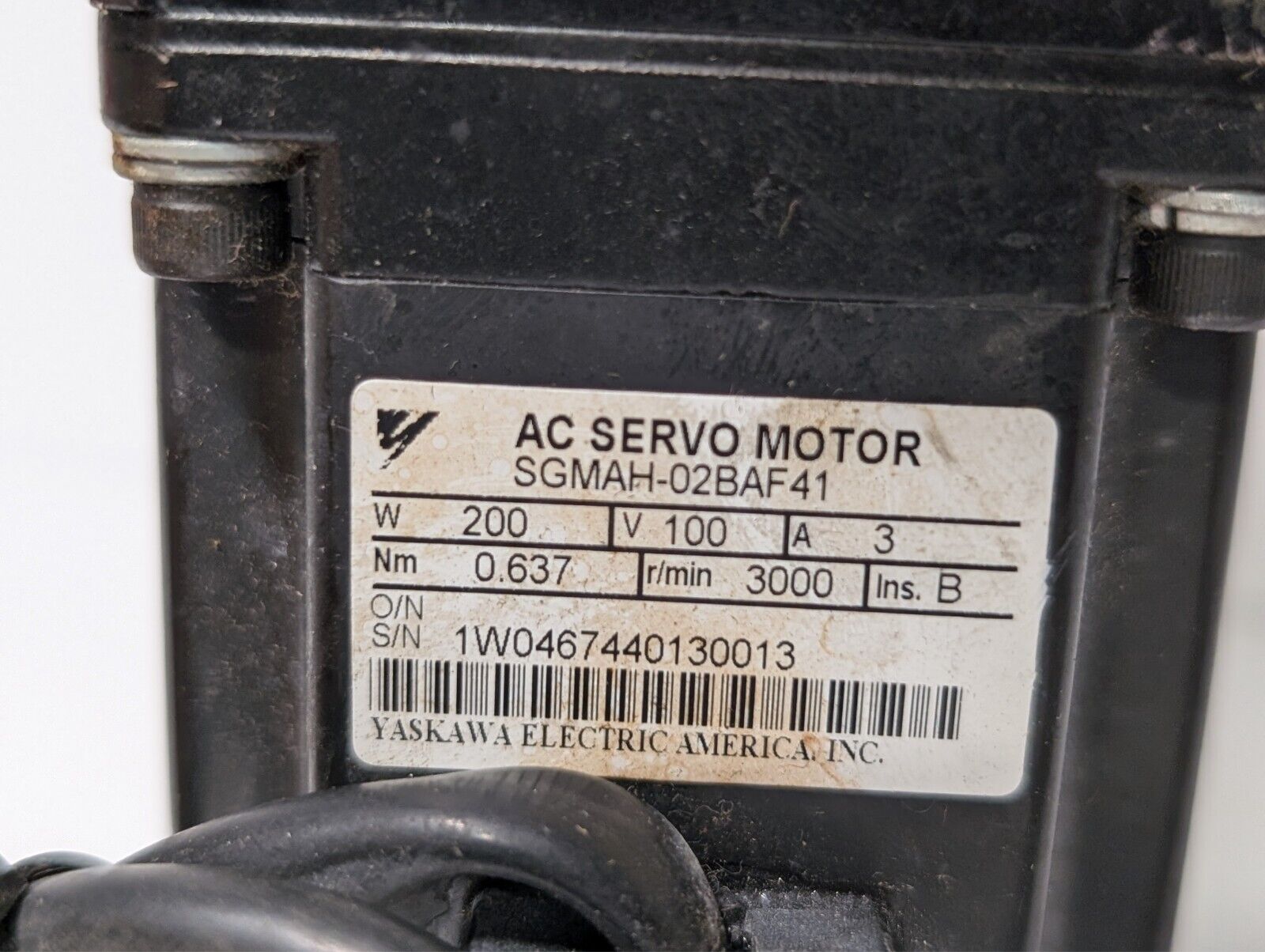 Yaskawa SGMAH-02BAF41 servo motor with SGDH-02BE servopack, CGI 023PLX0280-XX-01