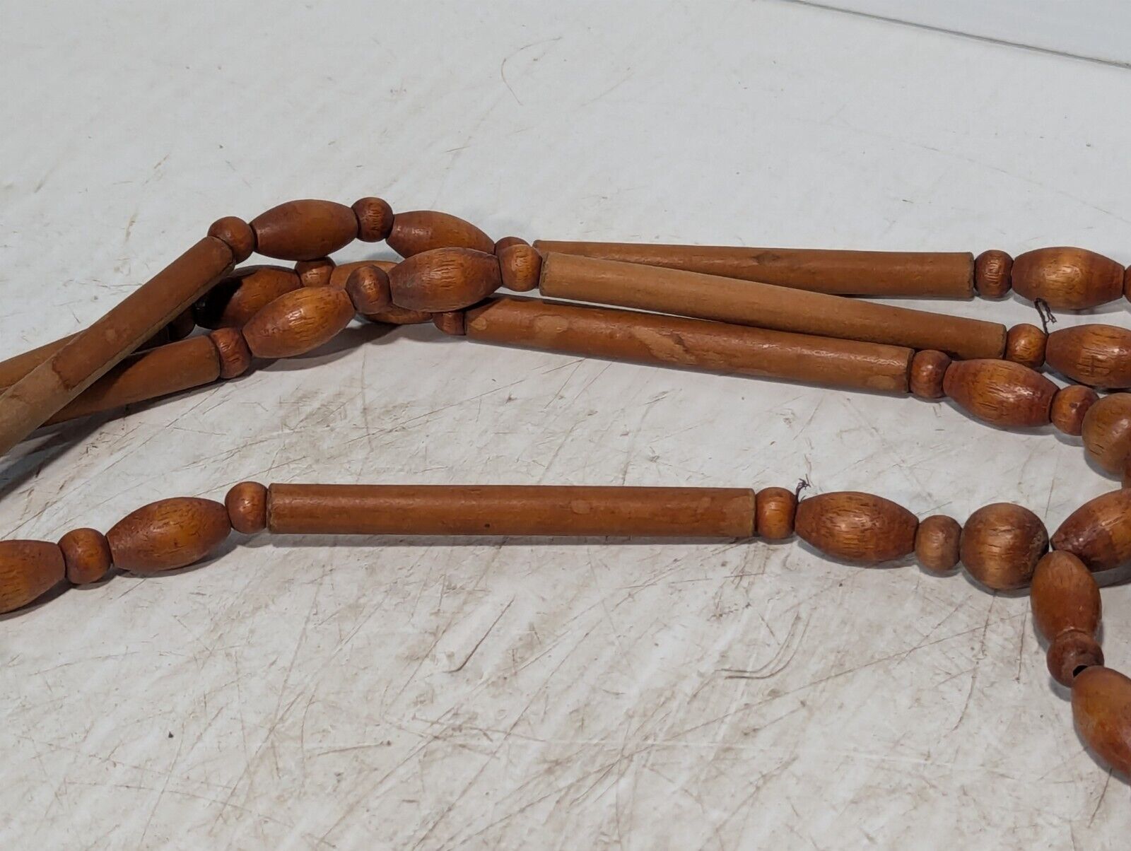 Vintage Natural Wood Beaded Plant Hanger, 36in - Free Shipping