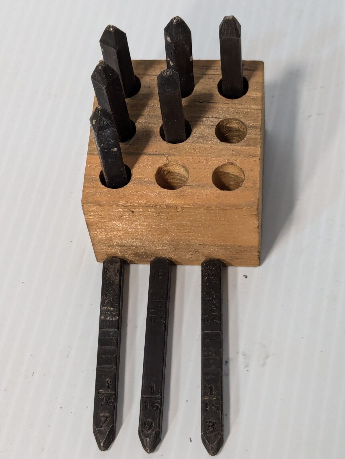 Young Bros. Stamp Works 01094 steel stamp number set, 1/16 inch, w/wooden block