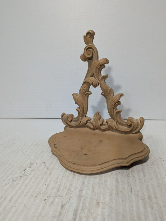 Small Syroco Wood Wall Hanging Shelf With Ornate Embellishment - Free Shipping