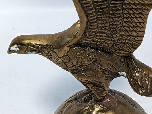 Vintage Brass Eagle Surmounting Globe Paperweight