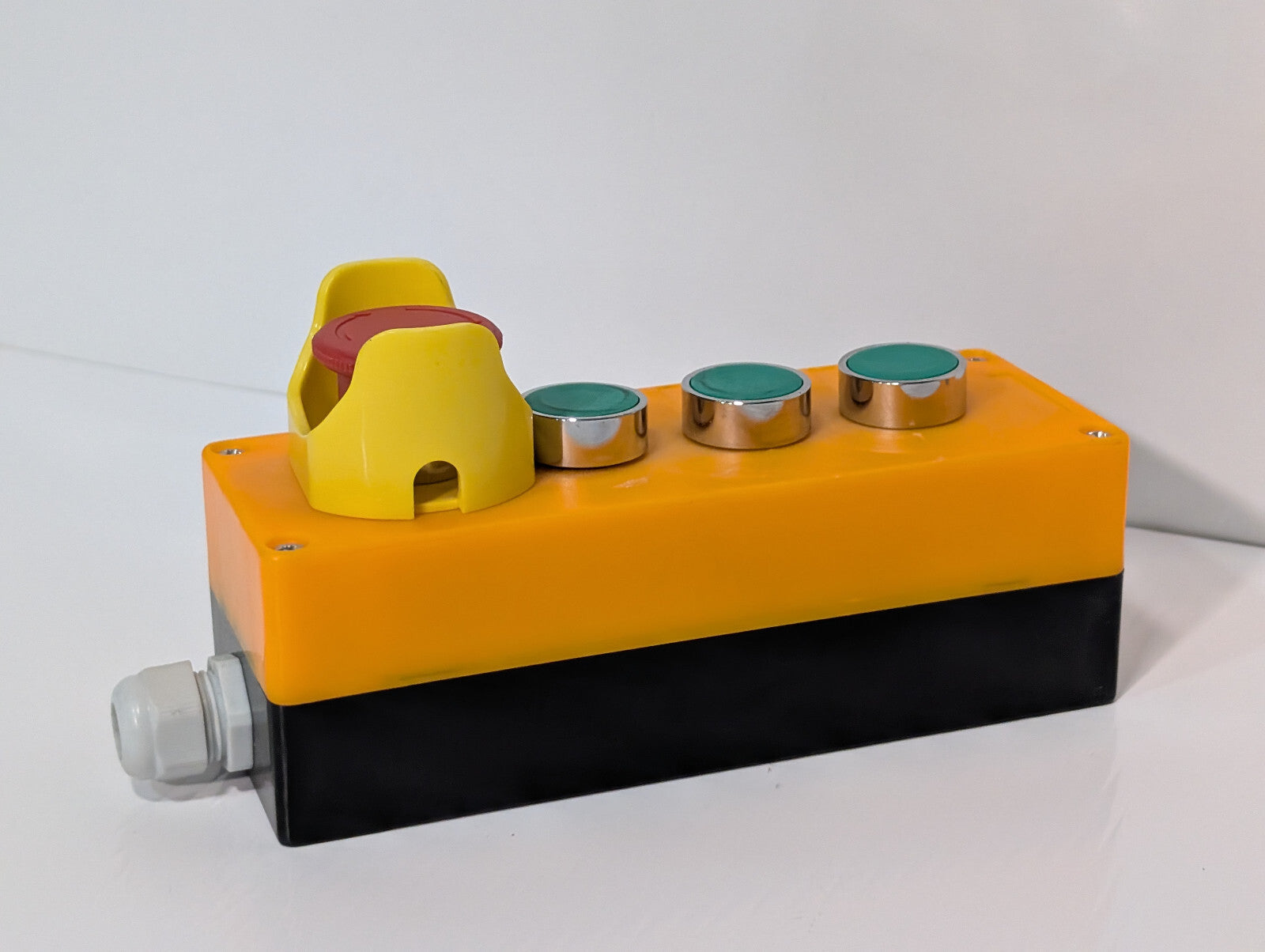 Yellow Industrial Push-Button Switch Control Box Emergency Stop Knob 3 Green