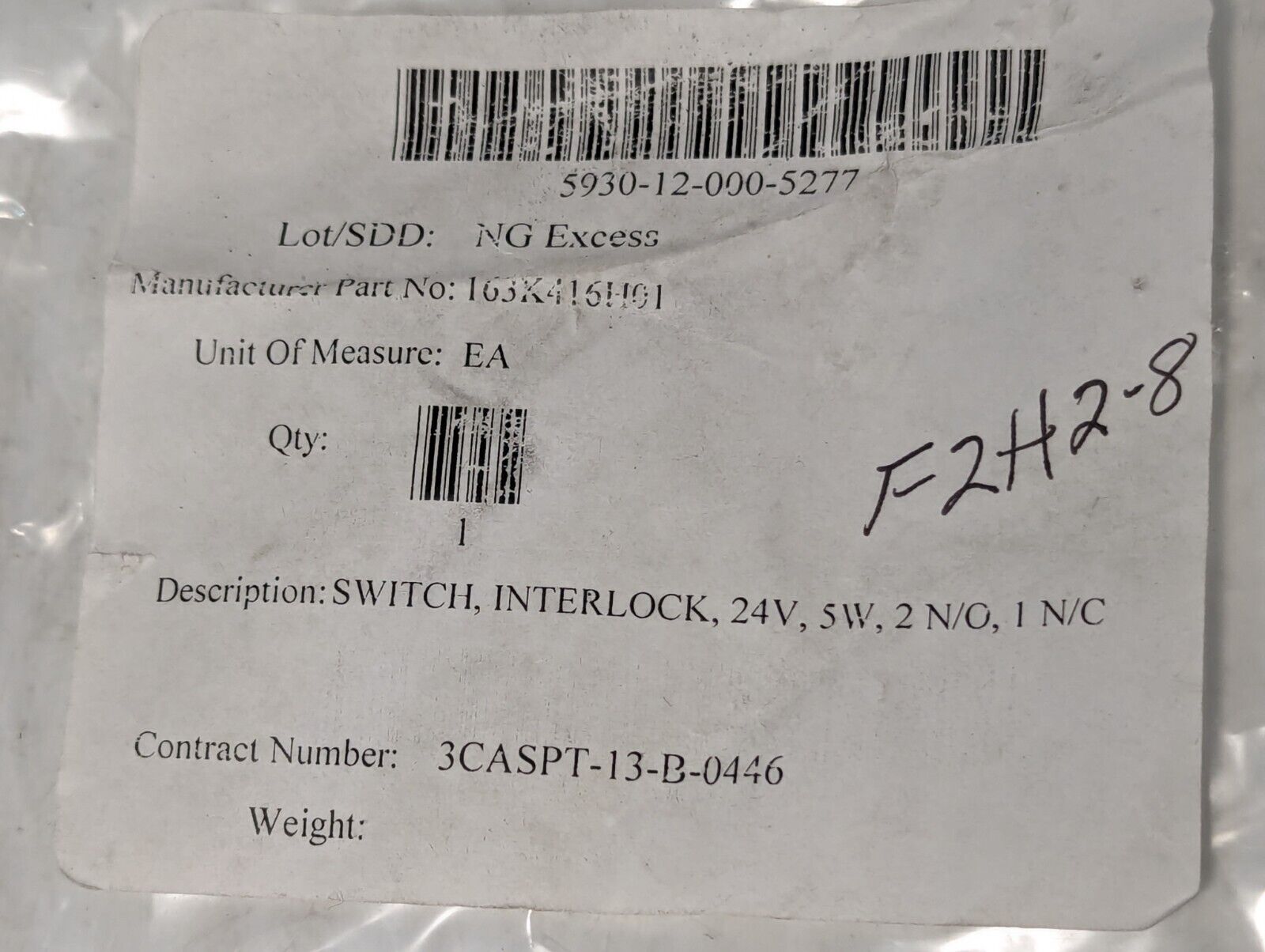 163X416H01 NG Excess Interlock Switch 24V 5W 2 N/O 1 N/C - Free Shipping
