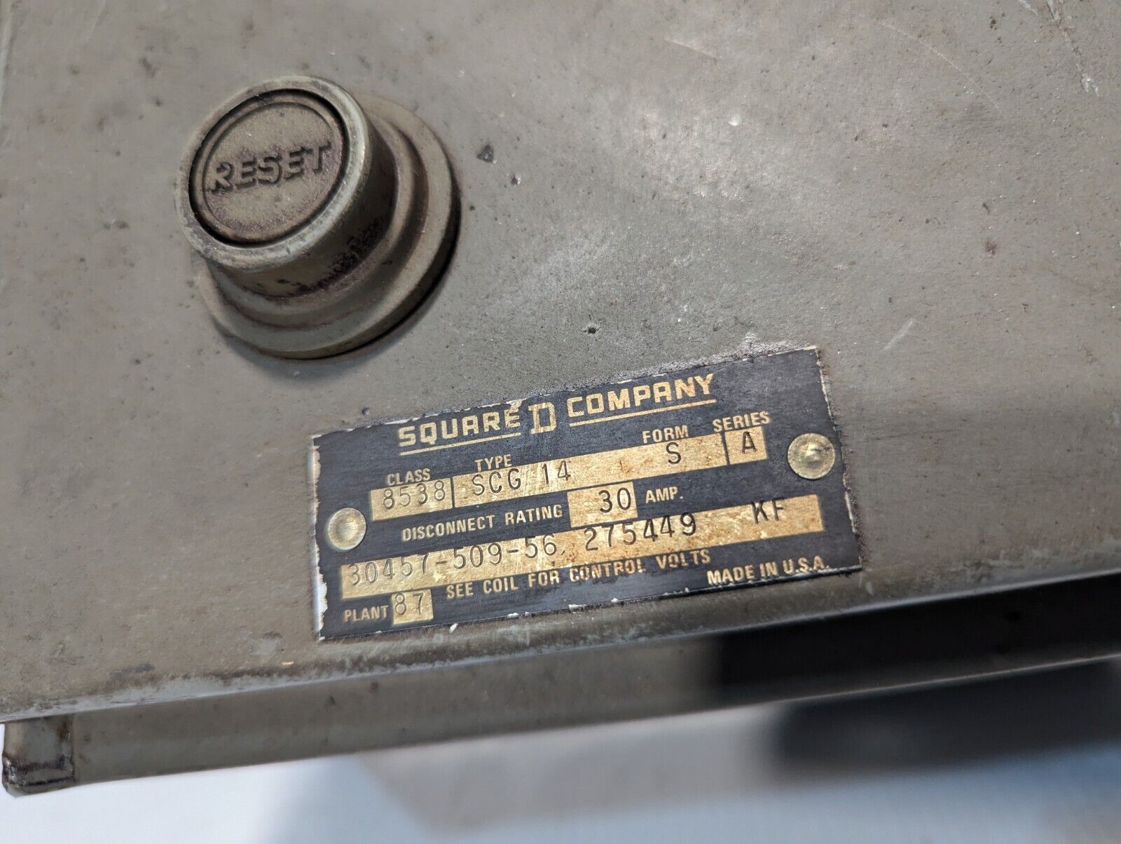 Square D 8538SCG14S combination motor starter, NEMA size 1, 30A - Free Shipping