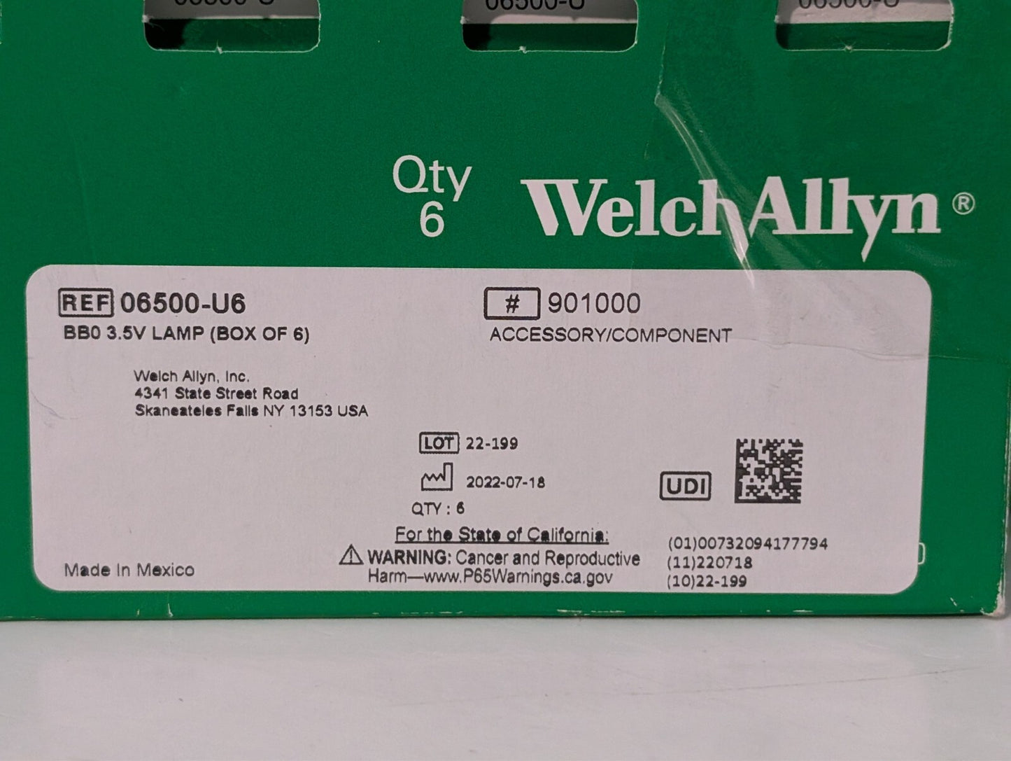 7 pcs Welch Allyn 06500-U6 Genuine OEM Replacement 3.5v Halogen Lamp