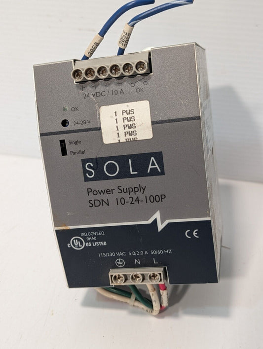 SOLA SDN10-24-100P power supply, 24VDC, 10A, SDN 10-24-100P - Free Shipping