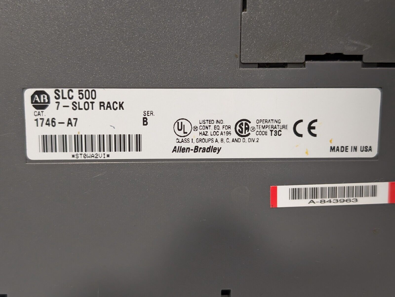 Allen Bradley 1746-A7/B  - 7 Slot SLC 500 Chassis, Series B - Free Shipping