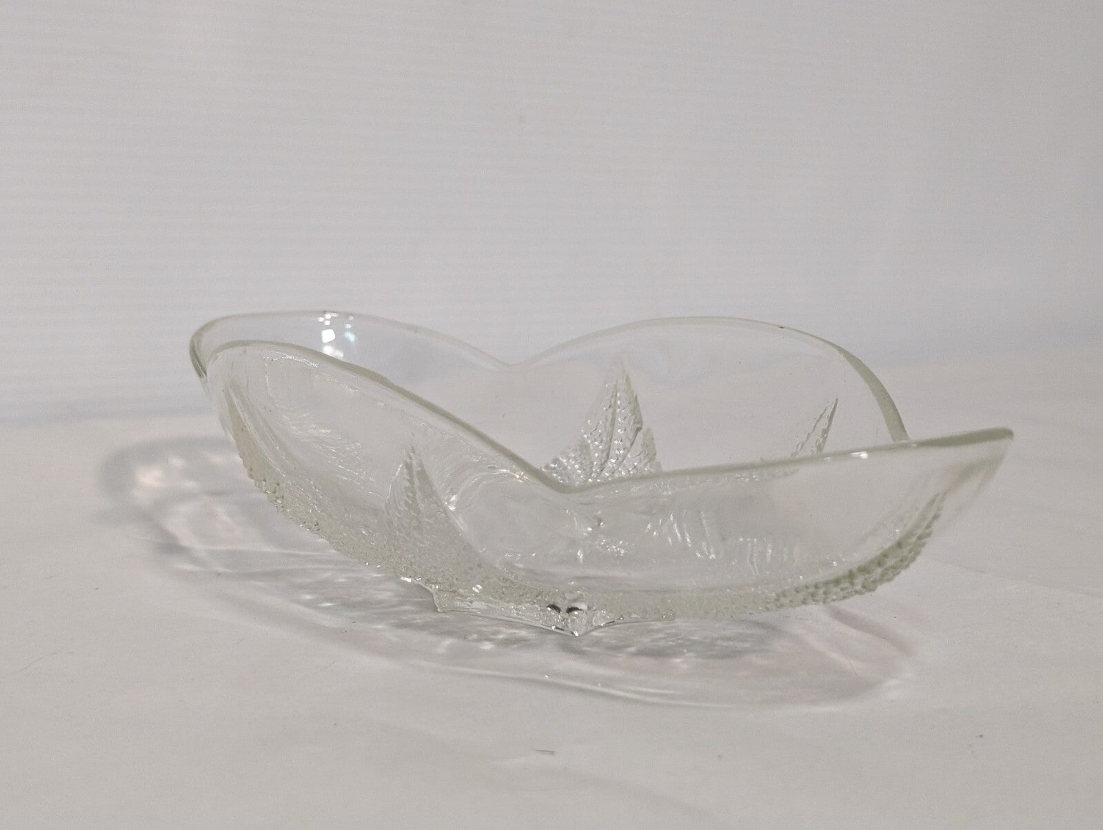 Vintage Oval Renaissance Hocking Clear Glass Dish with Beaded Leaf Motif