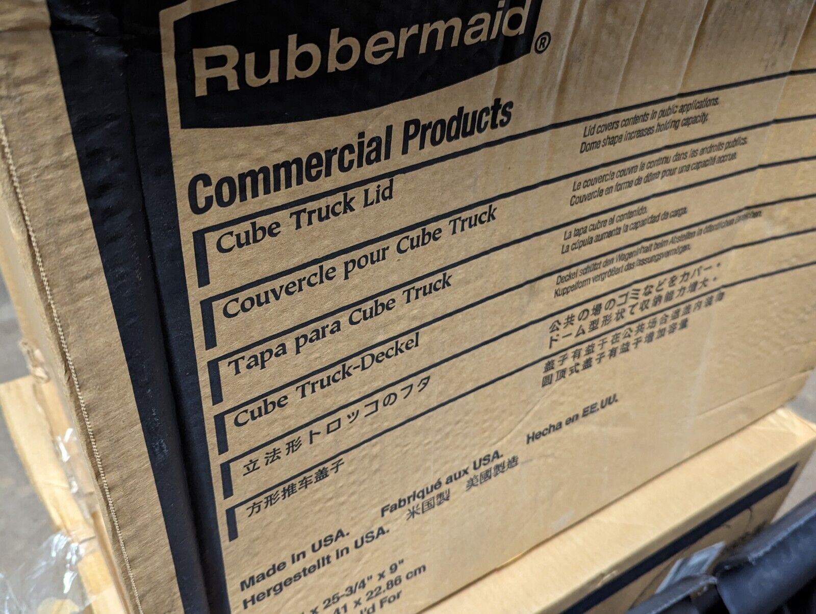 Rubbermaid cube truck lid, black, FG460900BLA