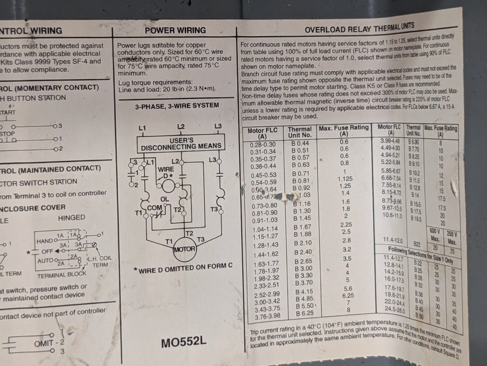 Square D 8536SBG2 Magnetic Motor Starter, Series A, NEMA 0, 480vac Coil, 18A