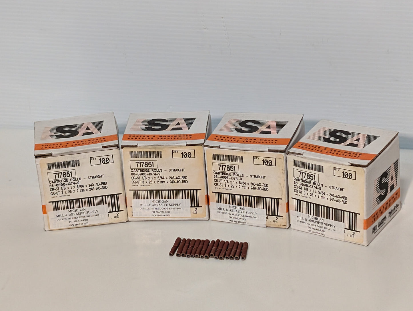 Standard Abrasives 717851 Straight Cartridge Rolls 1/8x1x5/64, 240 AO-RBD 100 Ct