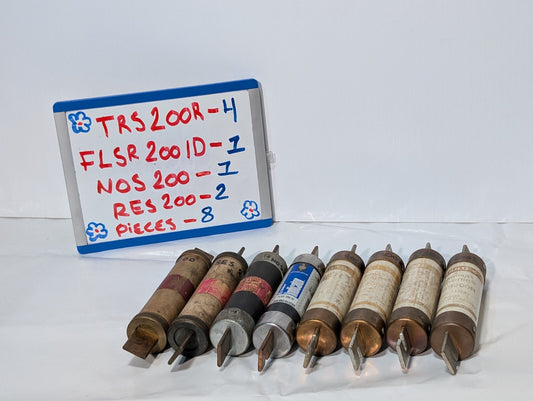 8 Fuses 200 Amp Gould Shawmut TRS200R Littelfuse FLSR 200 ID Buss NOS 200 RES200