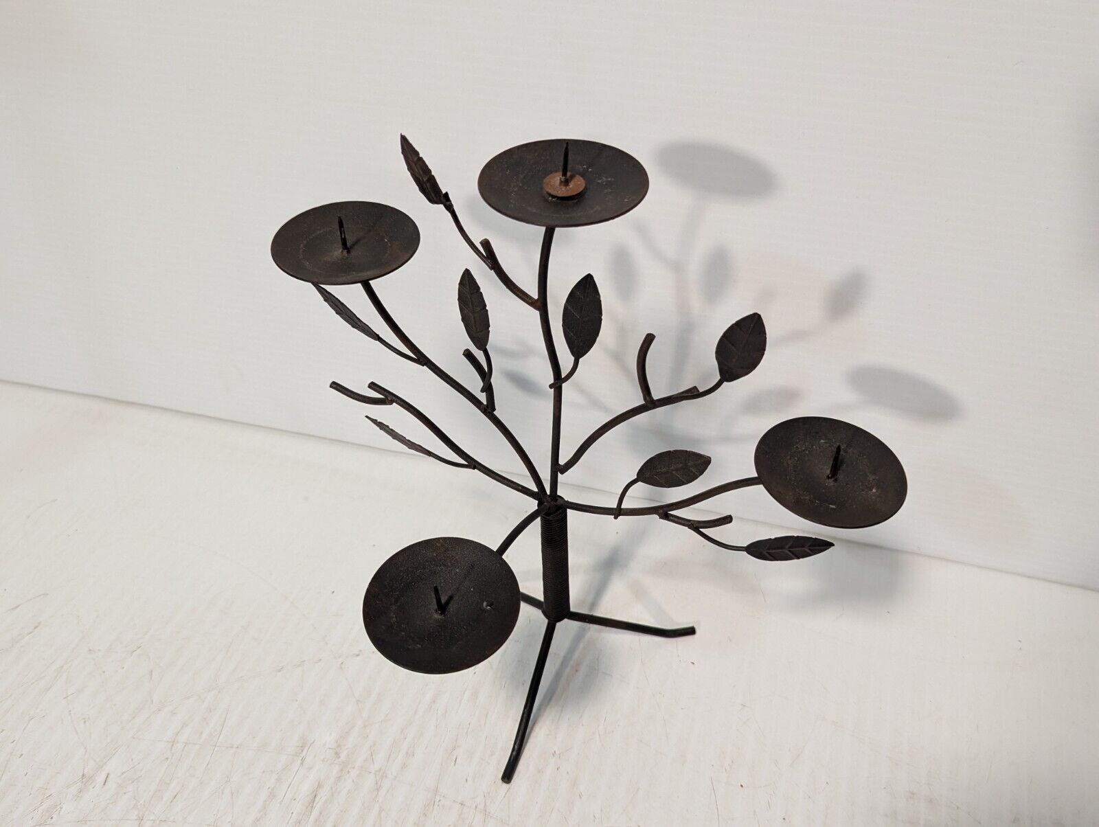 Vintage Freestanding Tree Shaped Candle Holder w\ 4 Tiers, Iron - Free Shipping