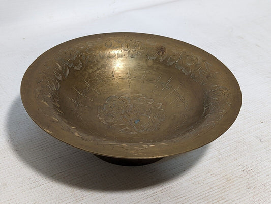 Vintage Brass Engraved Serving Bowl