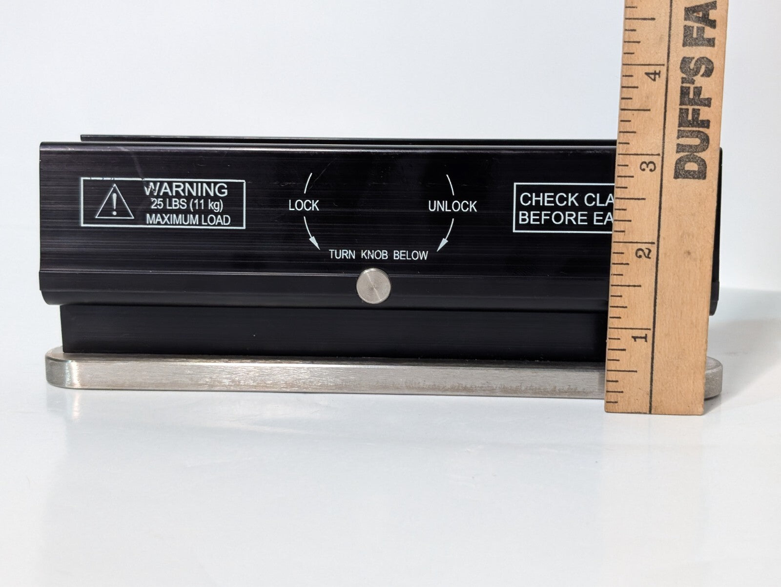 Unbranded clamp, 25 pounds max load, 8 in long, 1-1/4 to 1-13/16 inches thick
