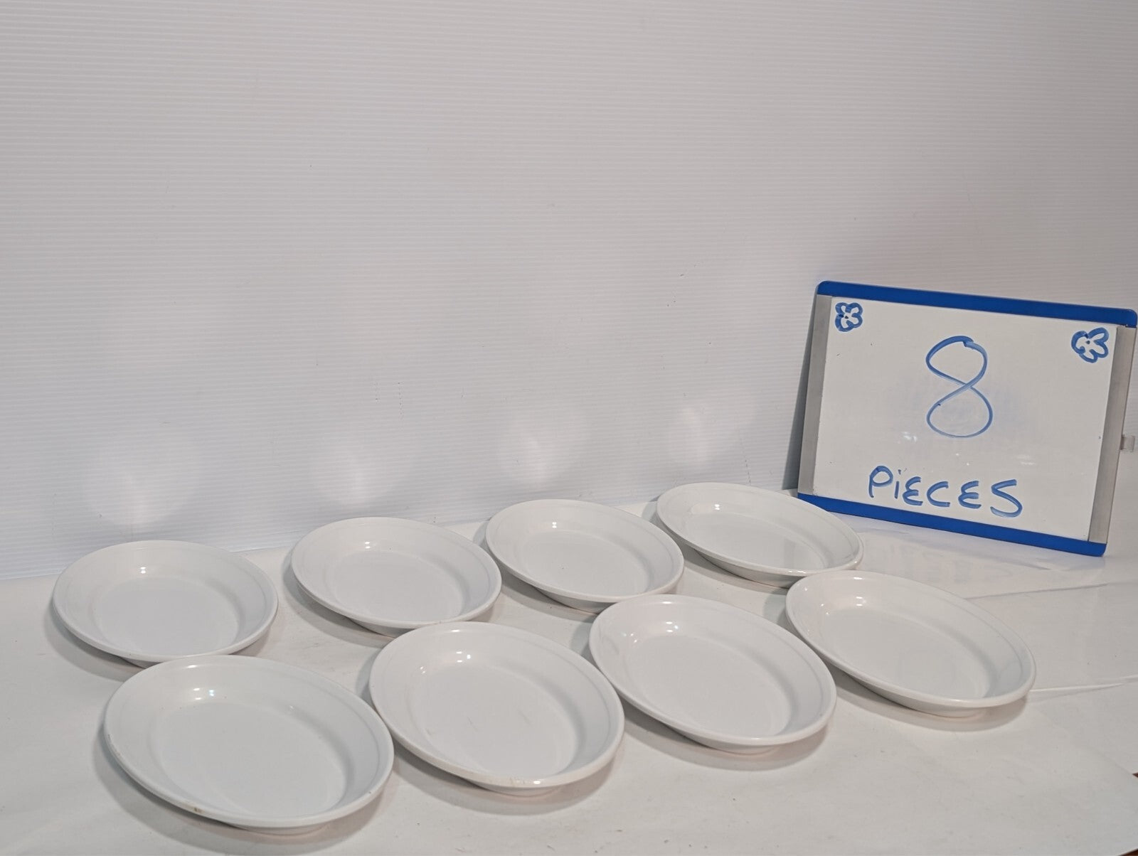 (8) Carlisle 4356325 Dallas Ware 9 1/4" x 6 1/4" White Oval Melamine Platter
