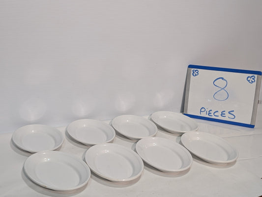 (8) Carlisle 4356325 Dallas Ware 9 1/4" x 6 1/4" White Oval Melamine Platter