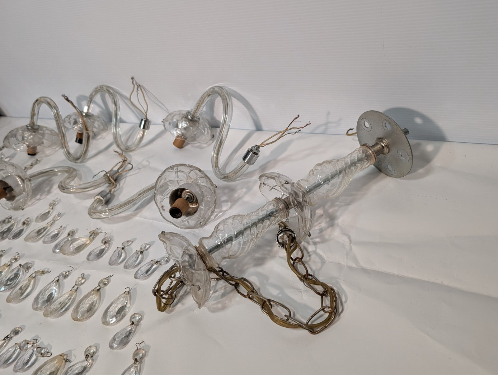 Vintage Crystal Chandelier, Disassembled