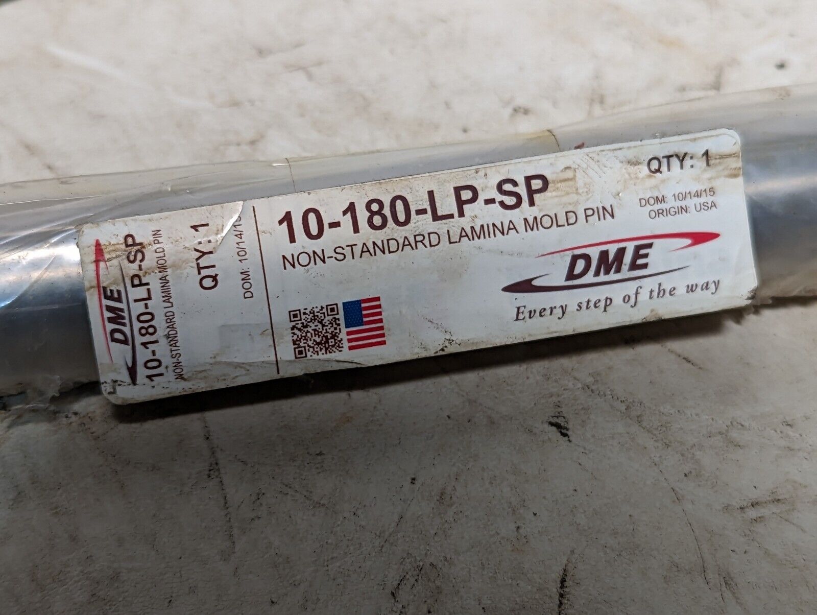 Lot of 2 DME 10-180-LP-SP non-standard lamina mold pins