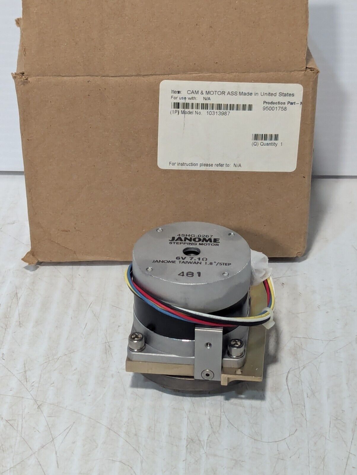 Janome 4SHG-0267 Stepper Motor, 1.8°/Step, 6V, 7.1 Ohm, 1/4" Shaft - Free Ship