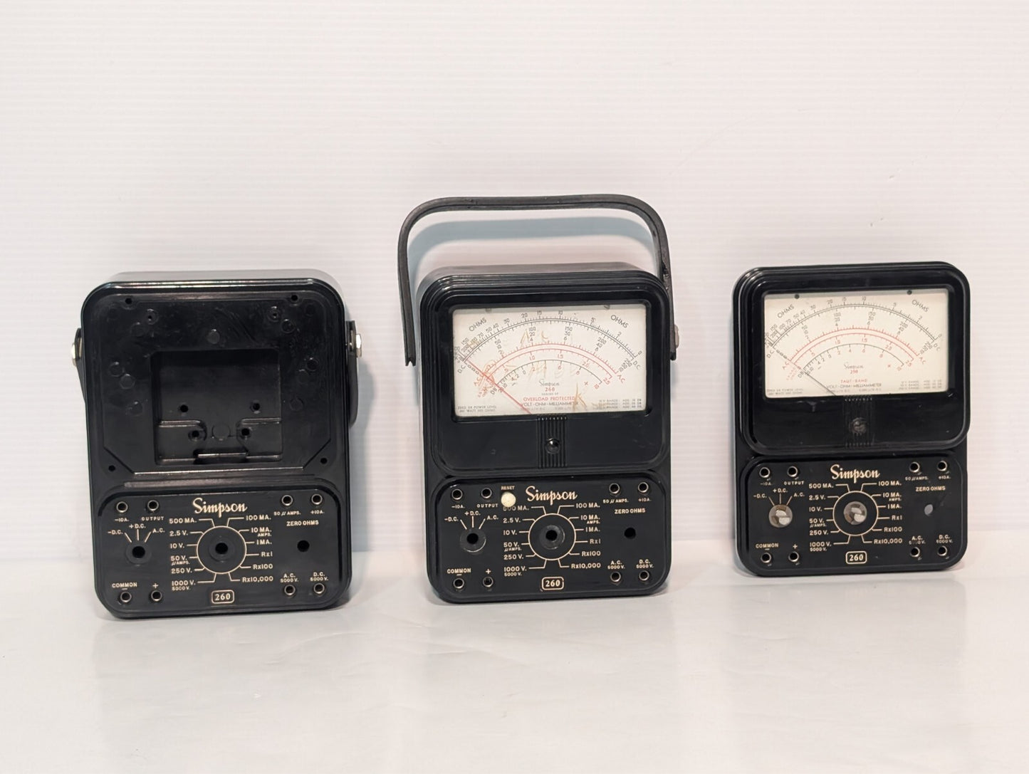 (3) SIMPSON 260 Series 5P Overload Protected Volt Milliammeter Analog Meter READ